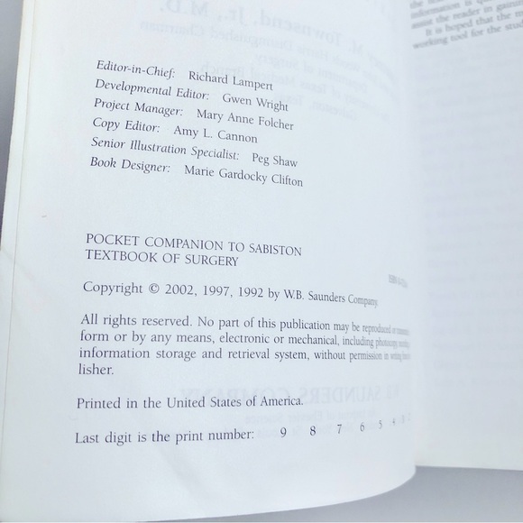 Vintage Book Pocket Companion to SABISTON TEXTBOOK of SURGERY 16th Ed Townsend - Picture 6 of 16